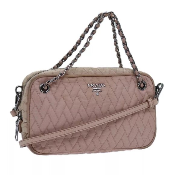 PRADA Quilted Hand Bag Nylon 2way Pink Auth - Picture 1 of 16
